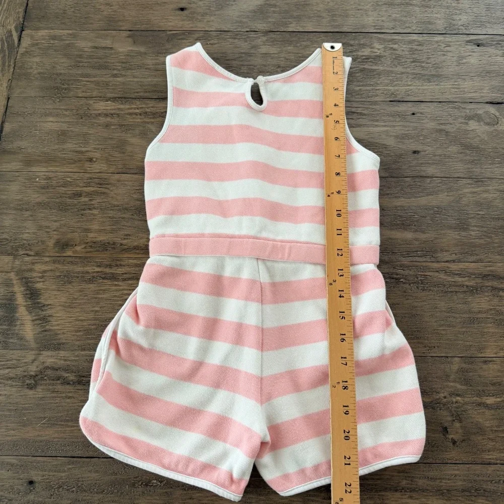 Bisby Kids Girls Pink White Striped Sleeveless Romper Size‎ 7 Cotton Drawstring